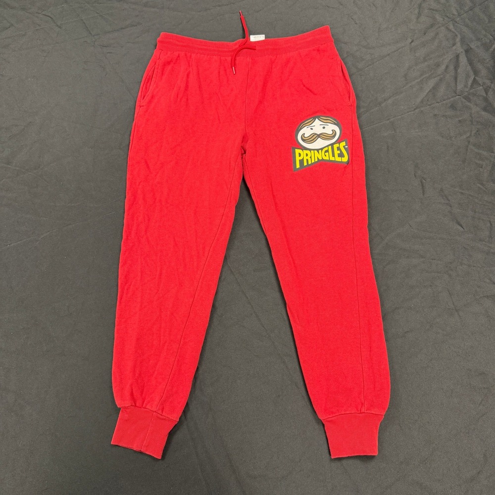 Pringles Graphic Sweatpants Mens Large Red Joggers Drawstring Logo Lounge Pants